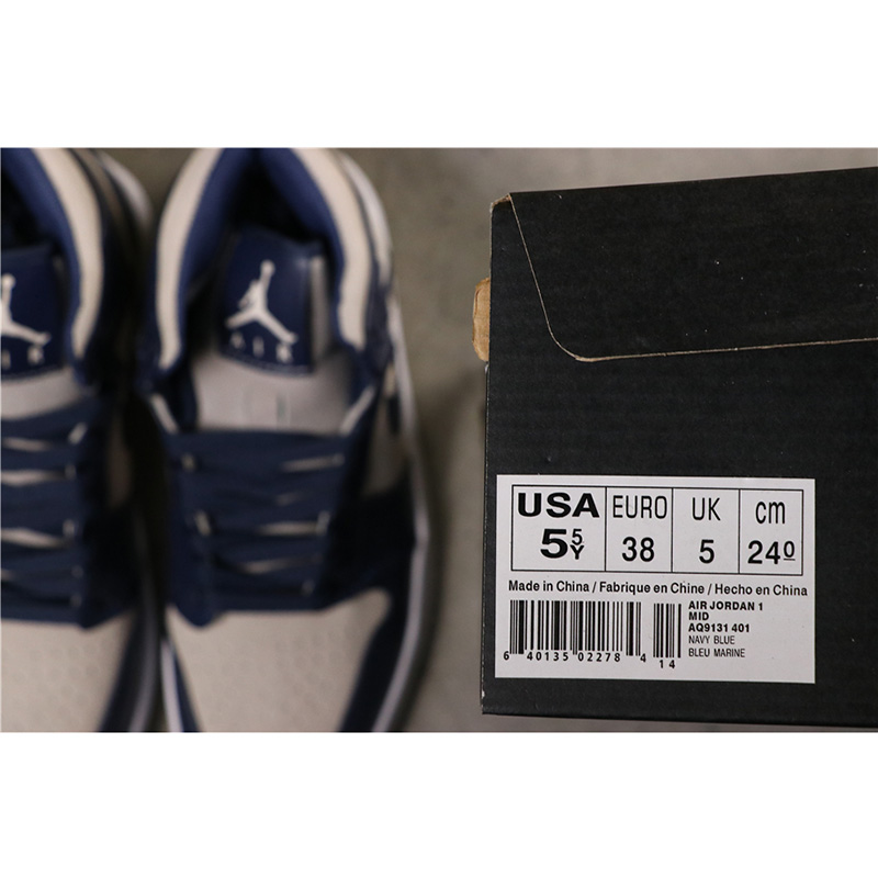Jordan AJ1 Mid Top WMNS Navy Blue - FashionPlug