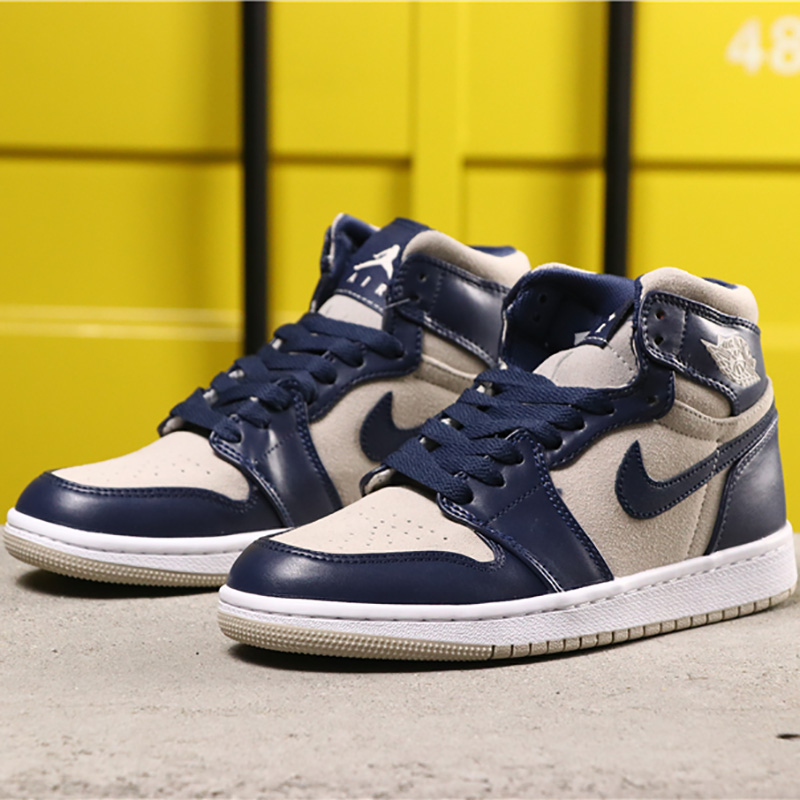 Jordan AJ1 Mid Top WMNS Navy Blue - FashionPlug