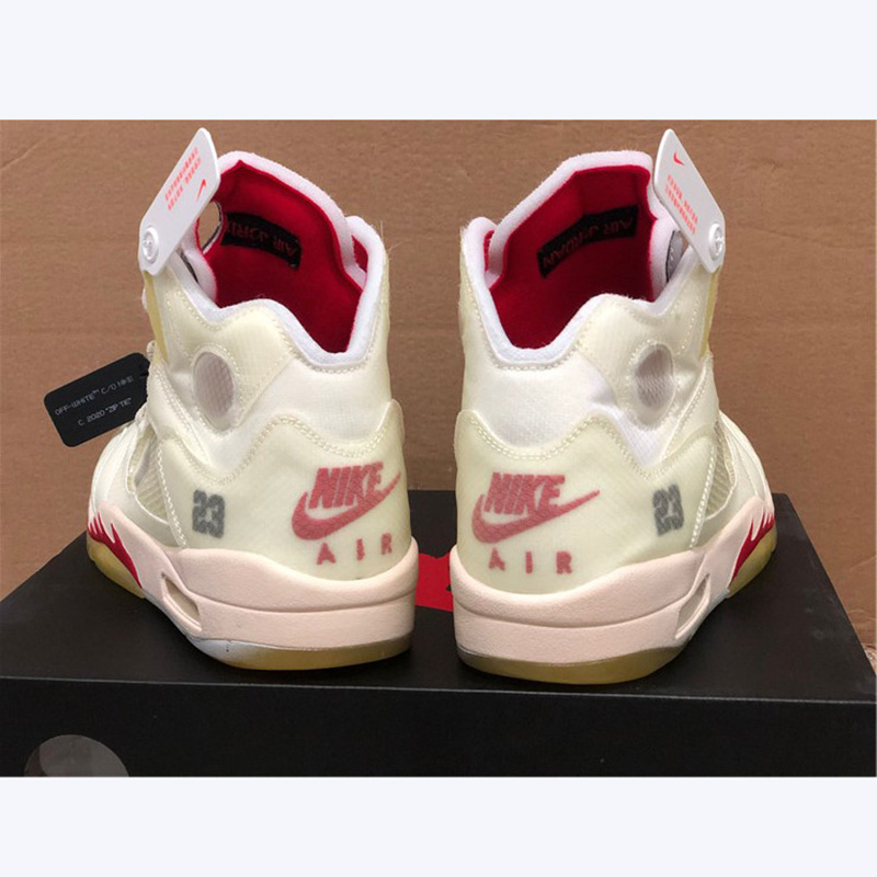 Jordan Offwhite X AJ5 White/Fire Red  - FashionPlug