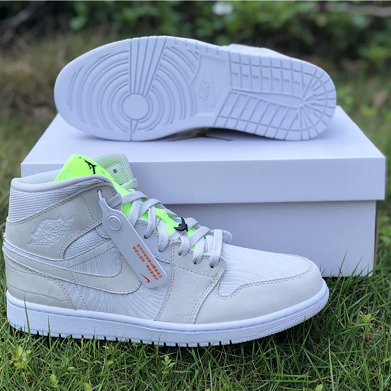 Jordan AJ1 Mid White Volt  - FashionPlug