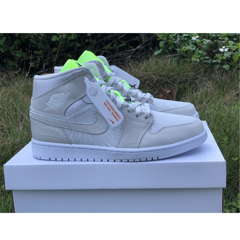 Jordan AJ1 Mid White Volt  - FashionPlug