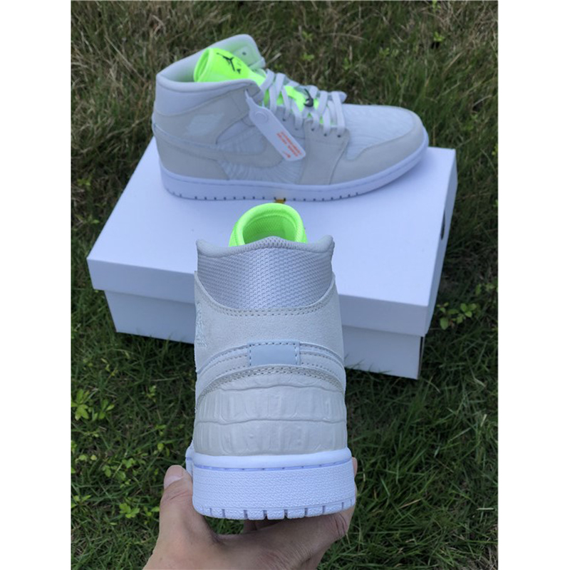 Jordan AJ1 Mid White Volt  - FashionPlug