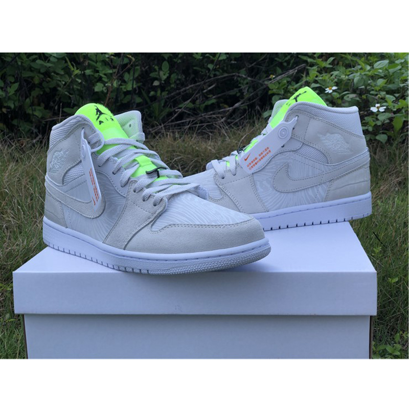 Jordan AJ1 Mid White Volt  - FashionPlug