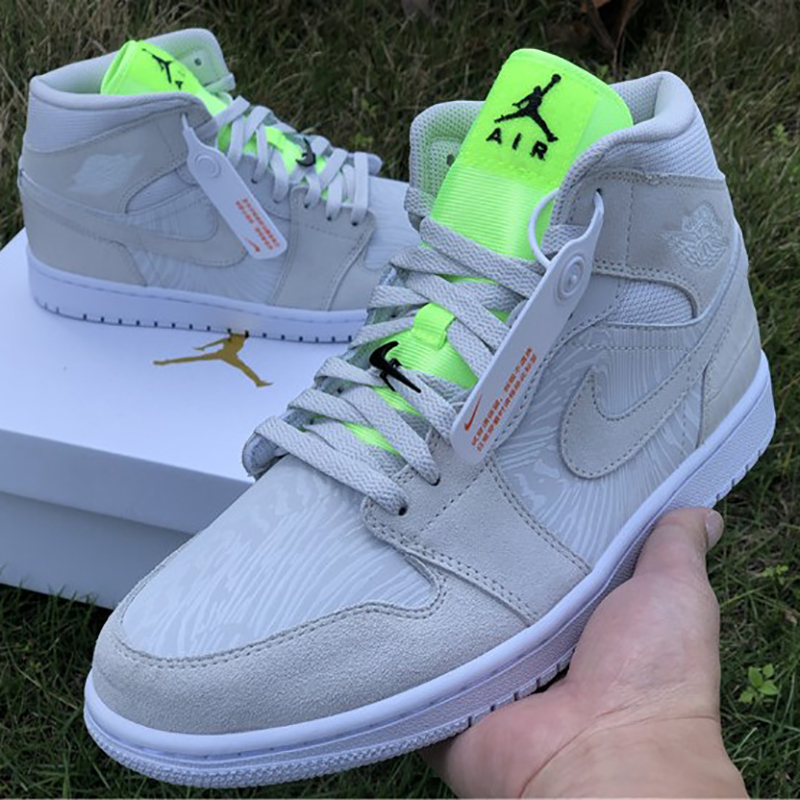 Jordan AJ1 Mid White Volt  - FashionPlug