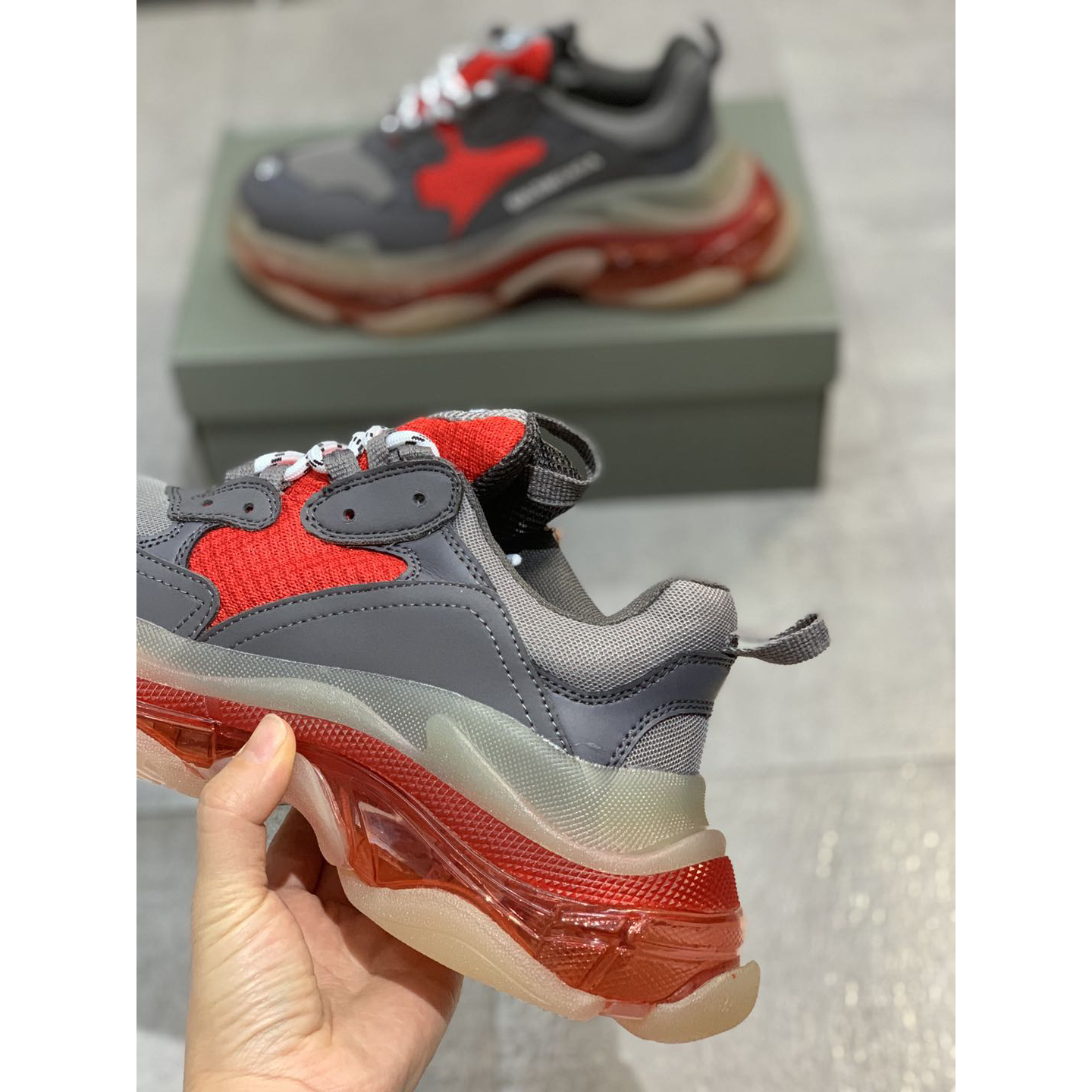 Balenciaga Triple S Clear Sole Sneaker  - FashionPlug