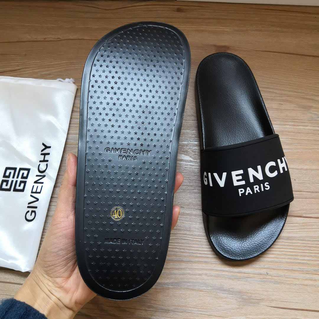 Givenchy Logo-Print Rubber Slides Sandals - FashionPlug