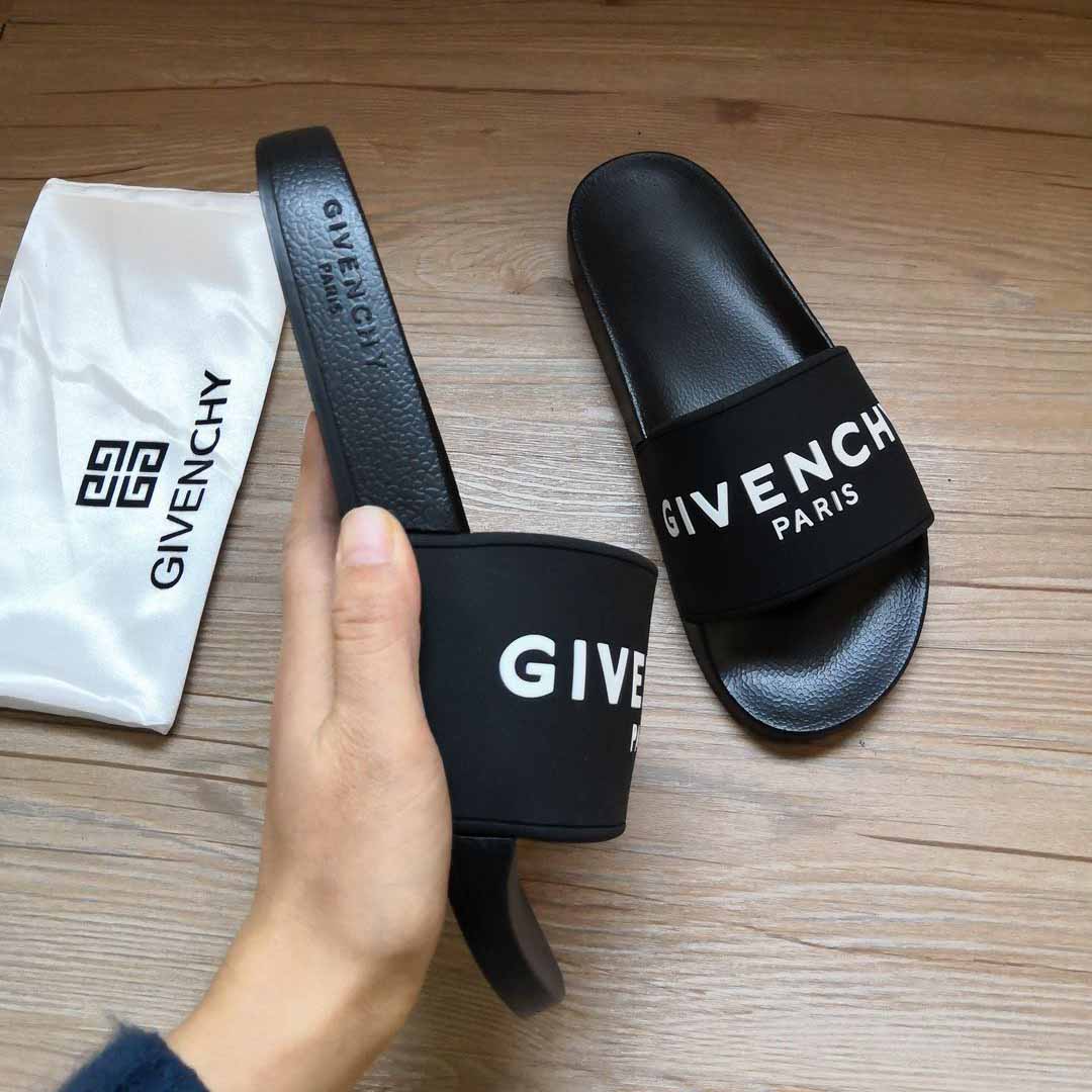 Givenchy Logo-Print Rubber Slides Sandals - FashionPlug