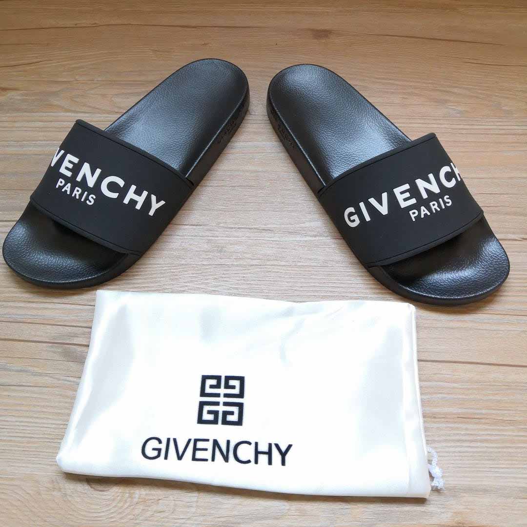 Givenchy Logo-Print Rubber Slides Sandals - FashionPlug