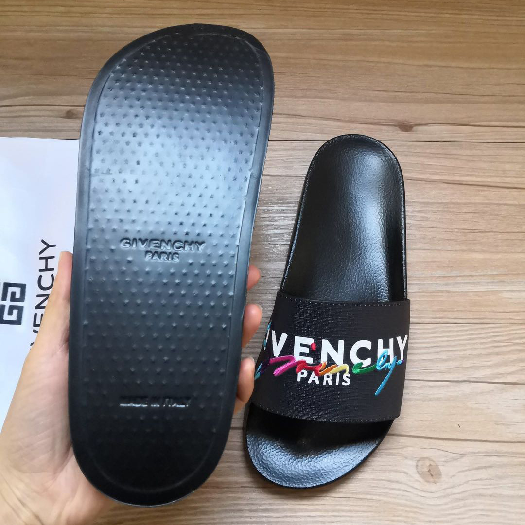 Givenchy Logo-Print Rubber Slides Sandals - FashionPlug