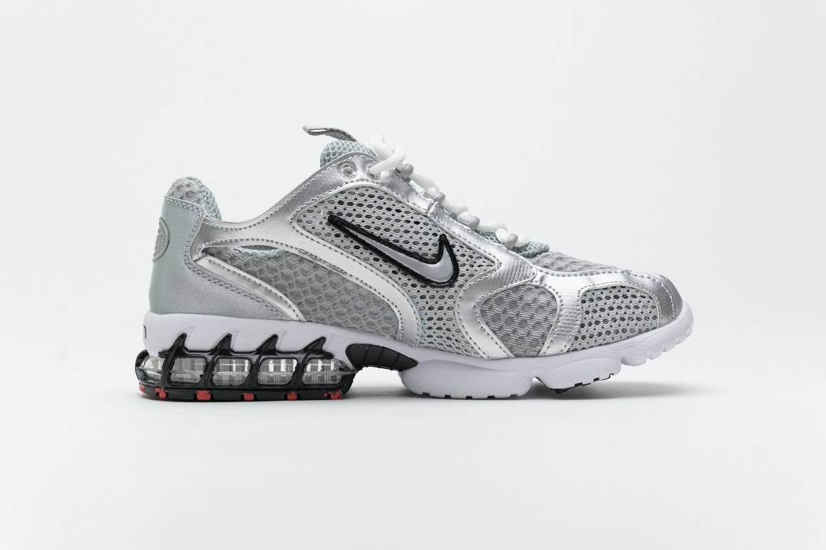 Stussy X Nike Air Zoom Spiridon Caged 2 Metallic Silver - FashionPlug