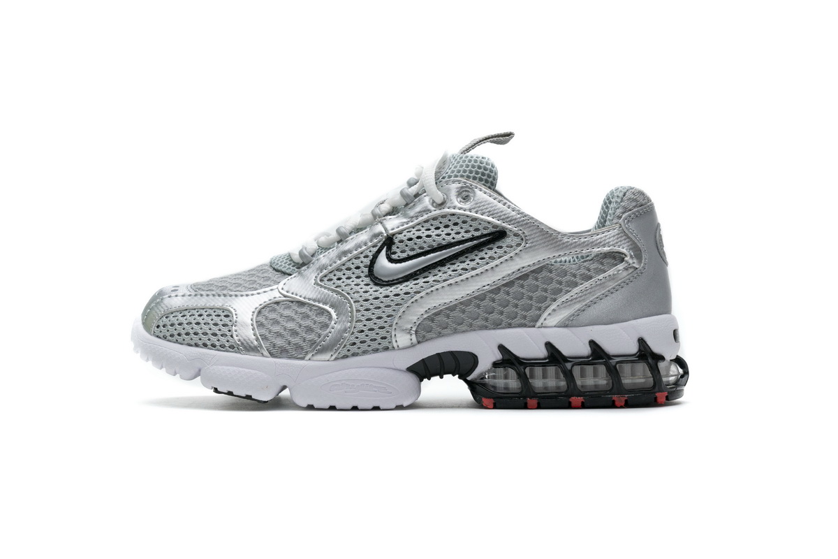 Stussy X Nike Air Zoom Spiridon Caged 2 Metallic Silver - FashionPlug