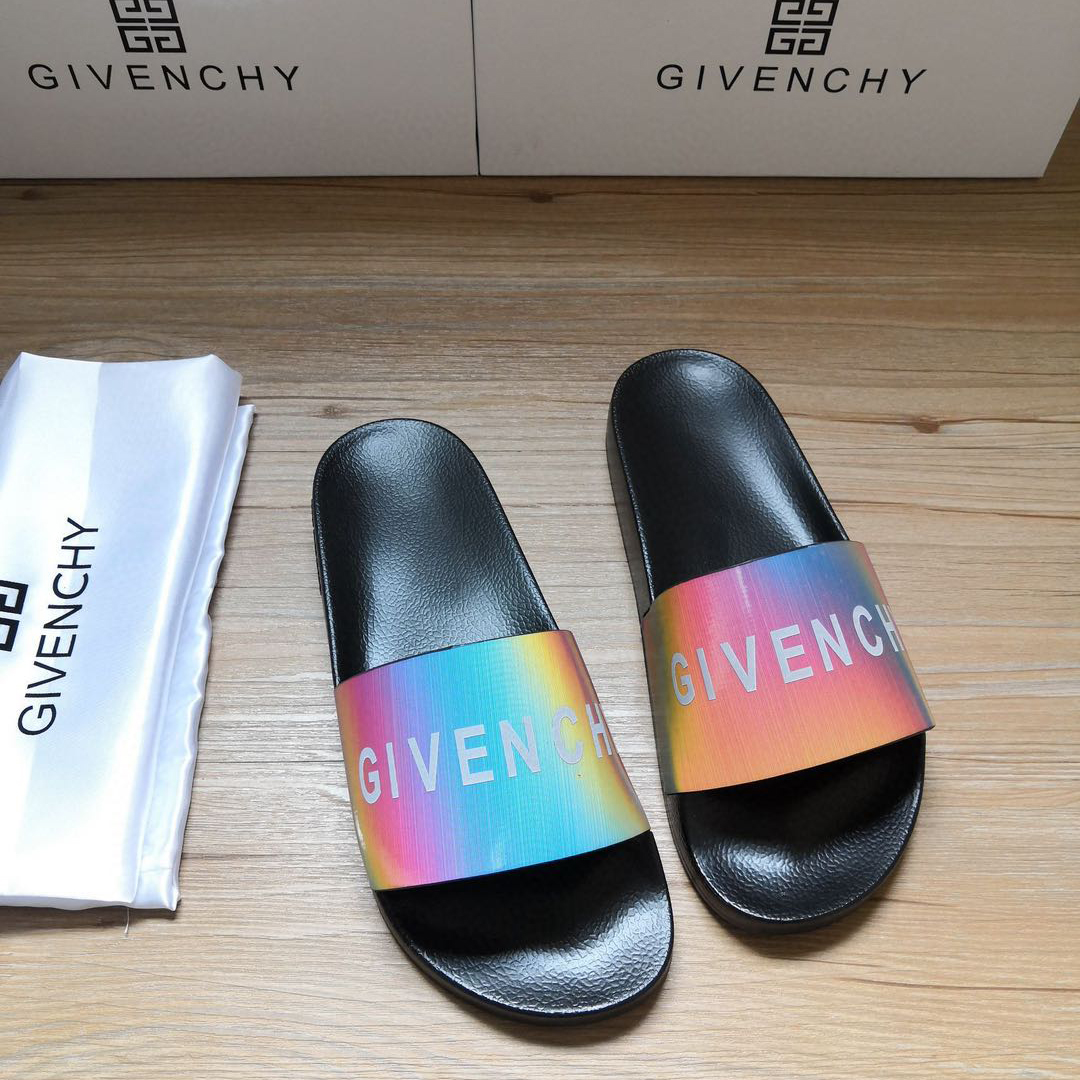 Logo-Print Rubber Slides Sandals - FashionPlug