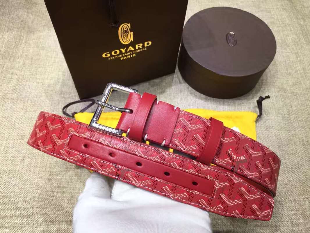 Goyard Paris Leather Mens Red Belt - FashionPlug