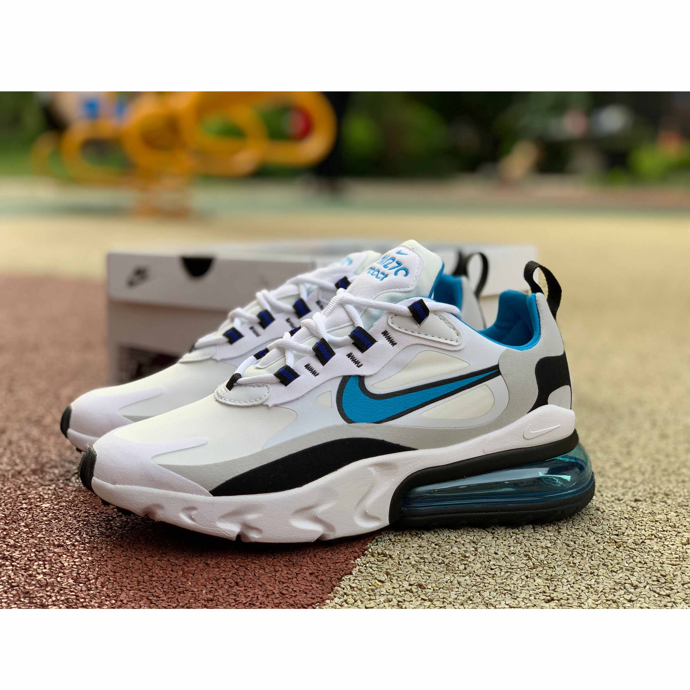 Nike Air Max 270 React HIghlighted In Sky Blue - FashionPlug
