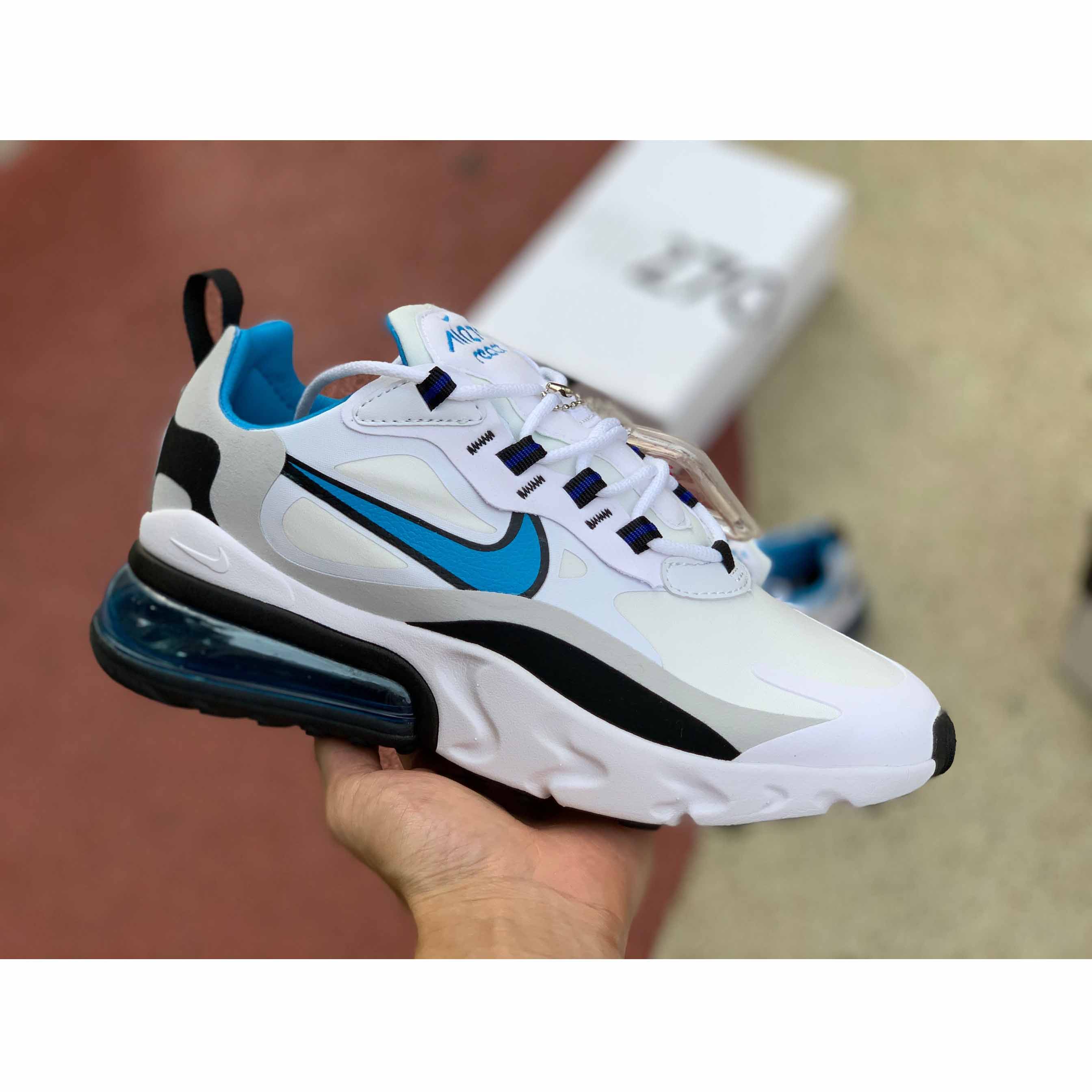 Nike Air Max 270 React HIghlighted In Sky Blue - FashionPlug