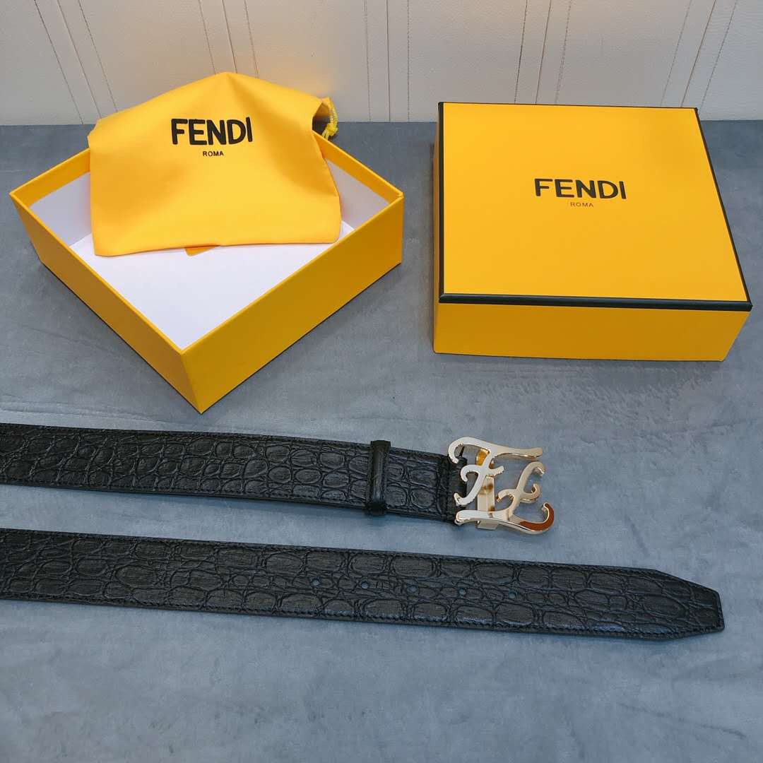 Fendi Leather Belt With FF Buckle - FashionPlug