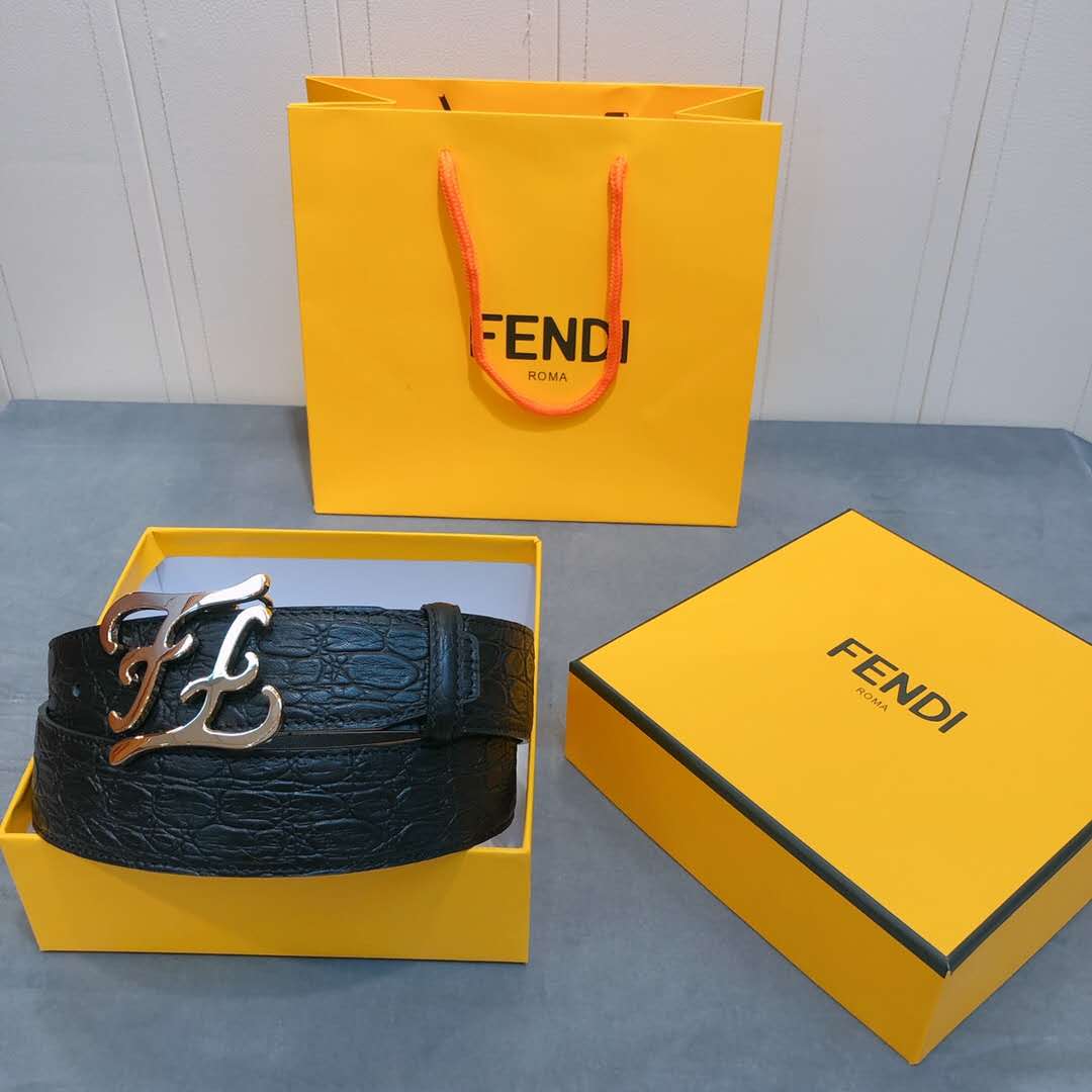 Fendi Leather Belt With FF Buckle - FashionPlug