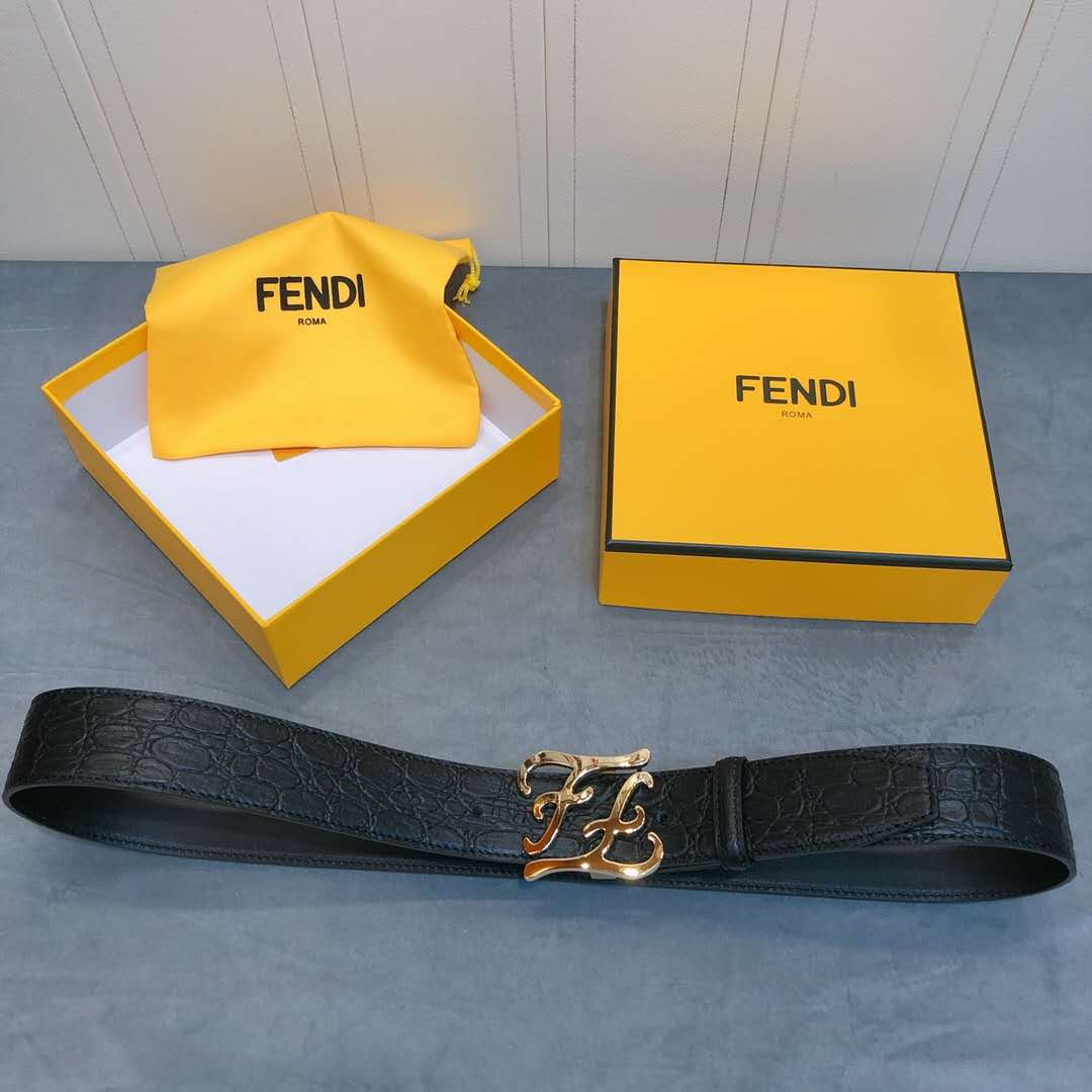Fendi Leather Belt With FF Buckle - FashionPlug