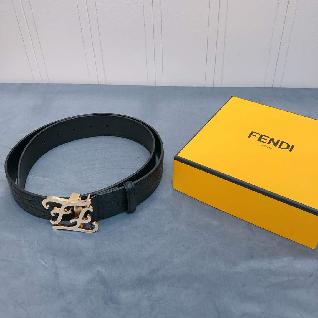 Fendi Leather Belt With FF Buckle - FashionPlug