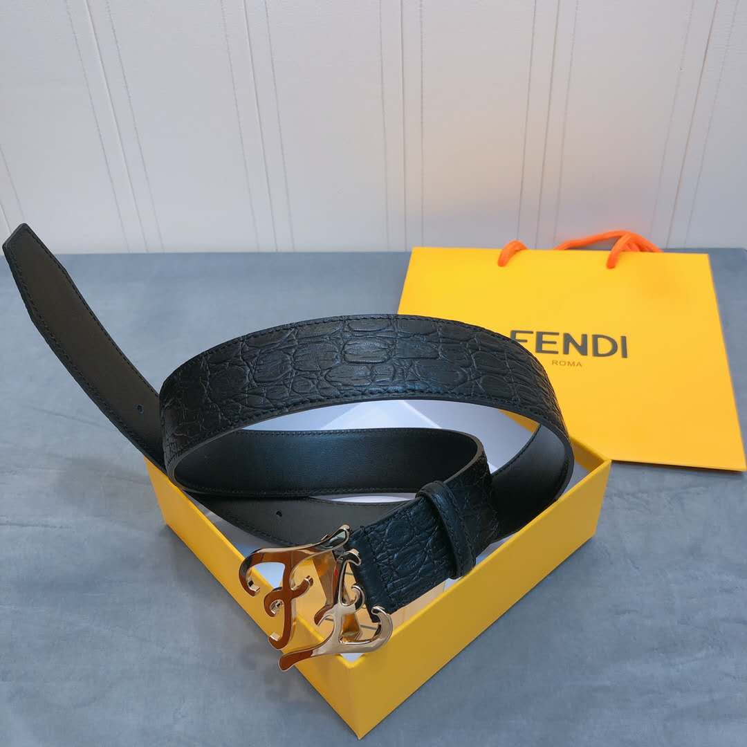 Fendi Leather Belt With FF Buckle - FashionPlug