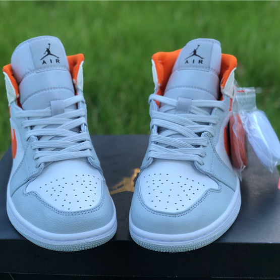 Jordan AJ1 Mid Starfish Orange Platinum CW7591-100 - FashionPlug