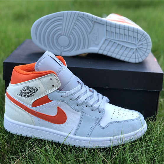 Jordan AJ1 Mid Starfish Orange Platinum CW7591-100 - FashionPlug