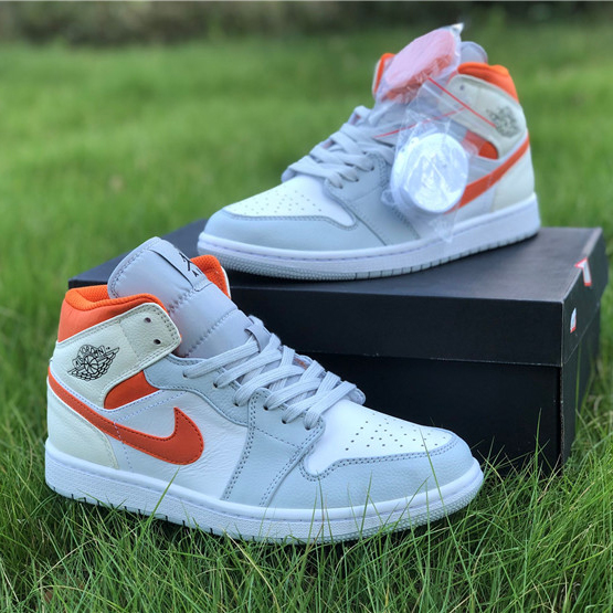 Jordan AJ1 Mid Starfish Orange Platinum CW7591-100 - FashionPlug