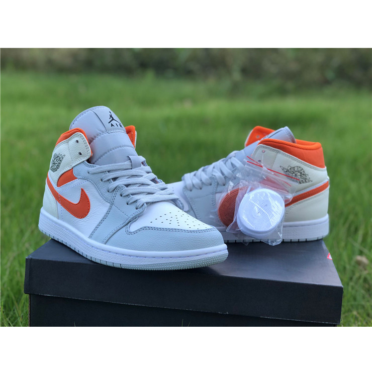 Jordan AJ1 Mid Starfish Orange Platinum CW7591-100 - FashionPlug
