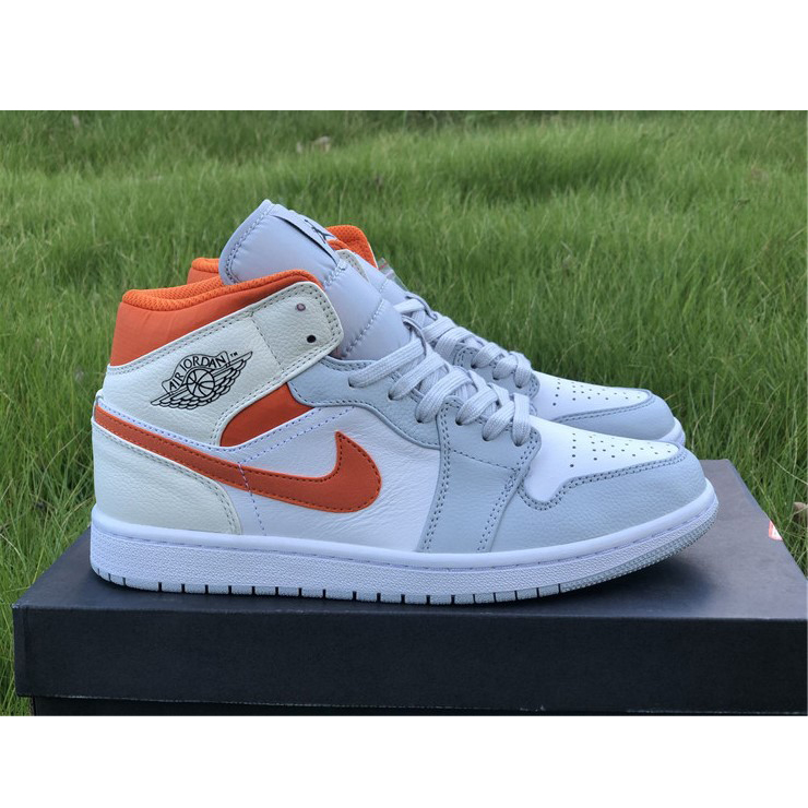 Jordan AJ1 Mid Starfish Orange Platinum CW7591-100 - FashionPlug