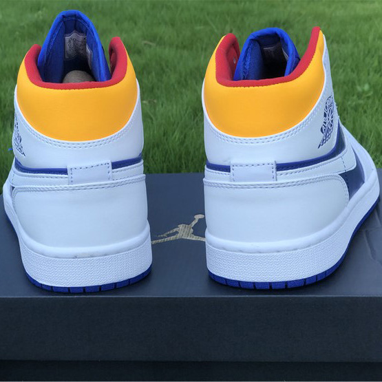 Jordan Air 1 Mid Royal Blue Laser Orange 554724-131 - FashionPlug