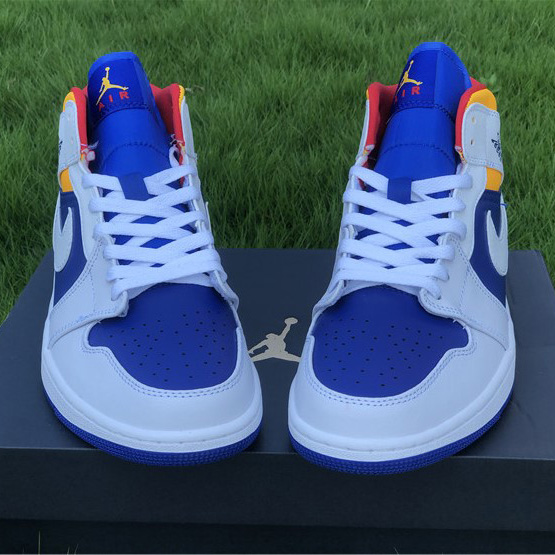 Jordan Air 1 Mid Royal Blue Laser Orange 554724-131 - FashionPlug