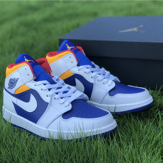 Jordan Air 1 Mid Royal Blue Laser Orange 554724-131 - FashionPlug
