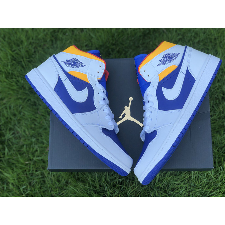 Jordan Air 1 Mid Royal Blue Laser Orange 554724-131 - FashionPlug