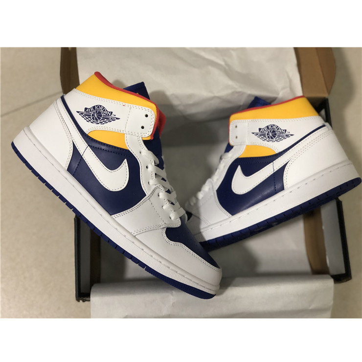 Jordan Air 1 Mid Royal Blue Laser Orange 554724-131 - FashionPlug