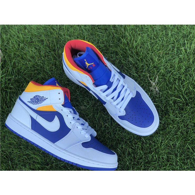 Jordan Air 1 Mid Royal Blue Laser Orange 554724-131 - FashionPlug