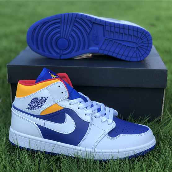 Jordan Air 1 Mid Royal Blue Laser Orange 554724-131 - FashionPlug