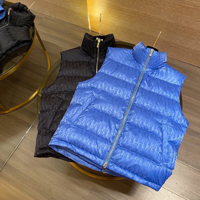 Dior Oblique Sleeveless Down Jacket In Blue - FashionPlug