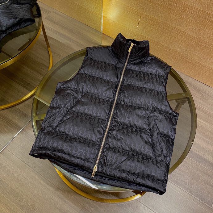 Dior Oblique Sleeveless Down Jacket In Blue - FashionPlug