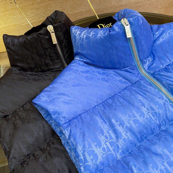 Dior Oblique Sleeveless Down Jacket In Blue - FashionPlug