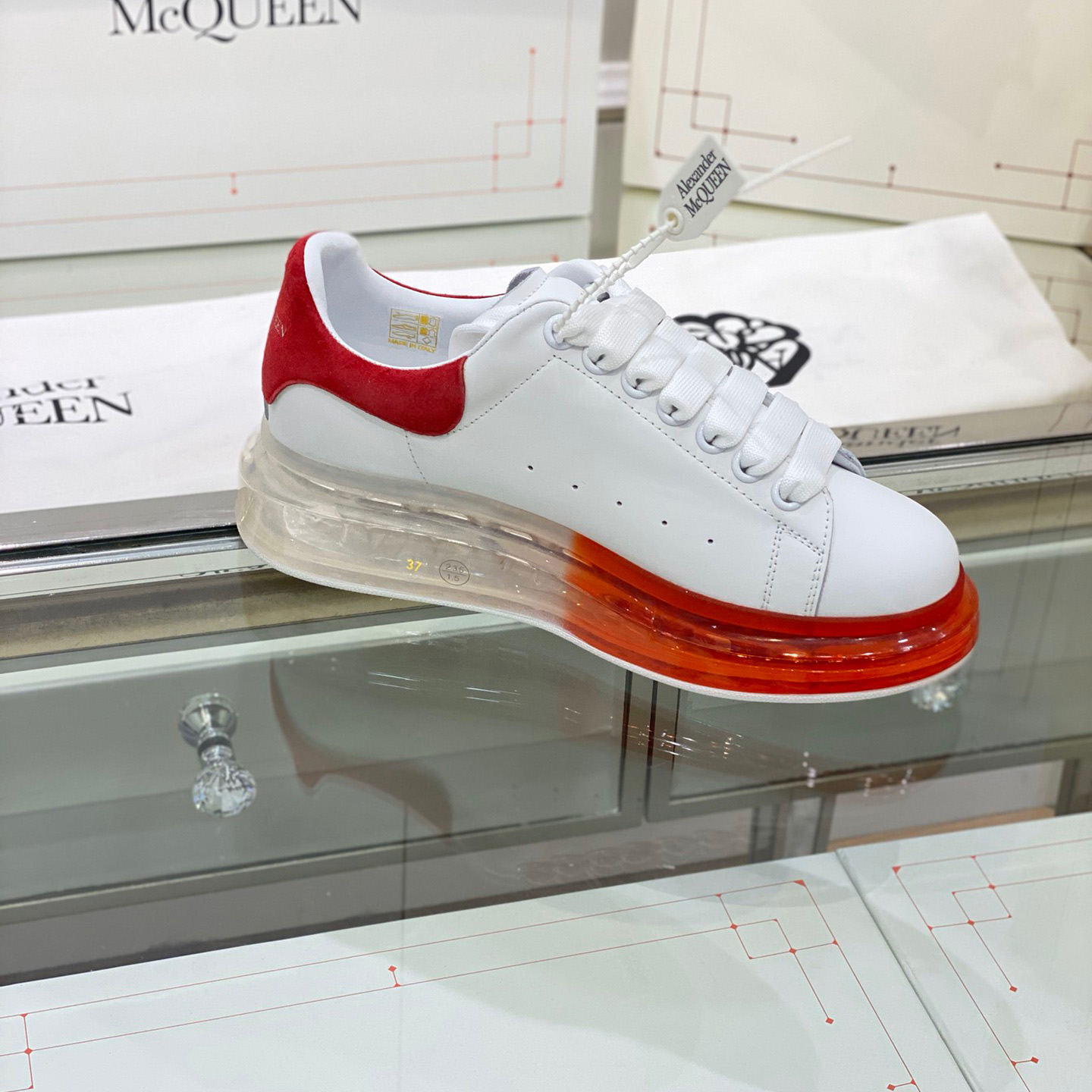 Alexander Mqueen Air Platform Leather Sneakers - FashionPlug