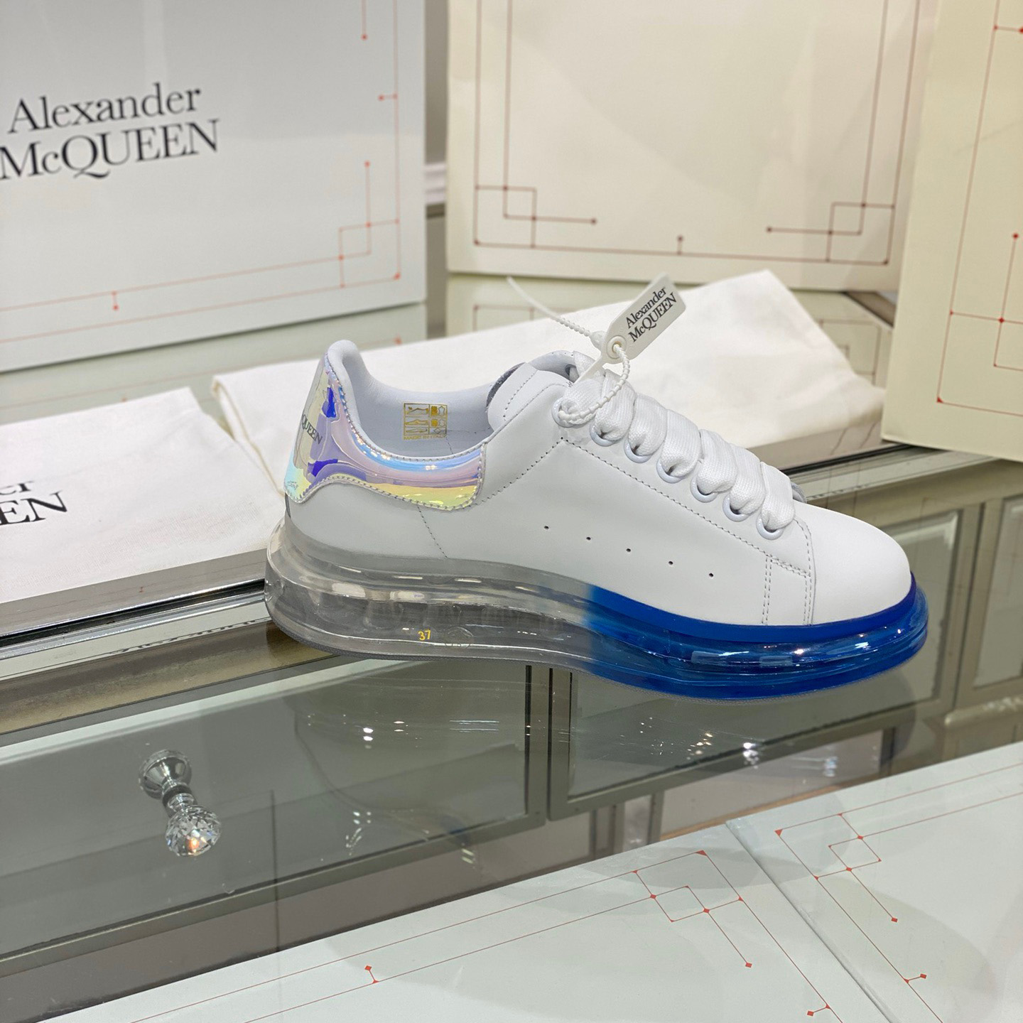 Alexander Mqueen Air Platform Leather Sneakers - FashionPlug