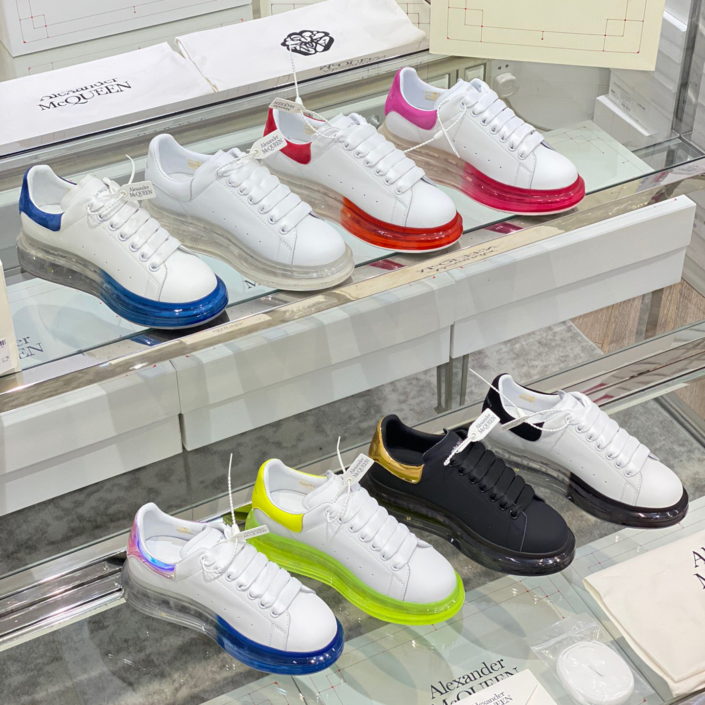 Alexander Mqueen Air Platform Leather Sneakers - FashionPlug