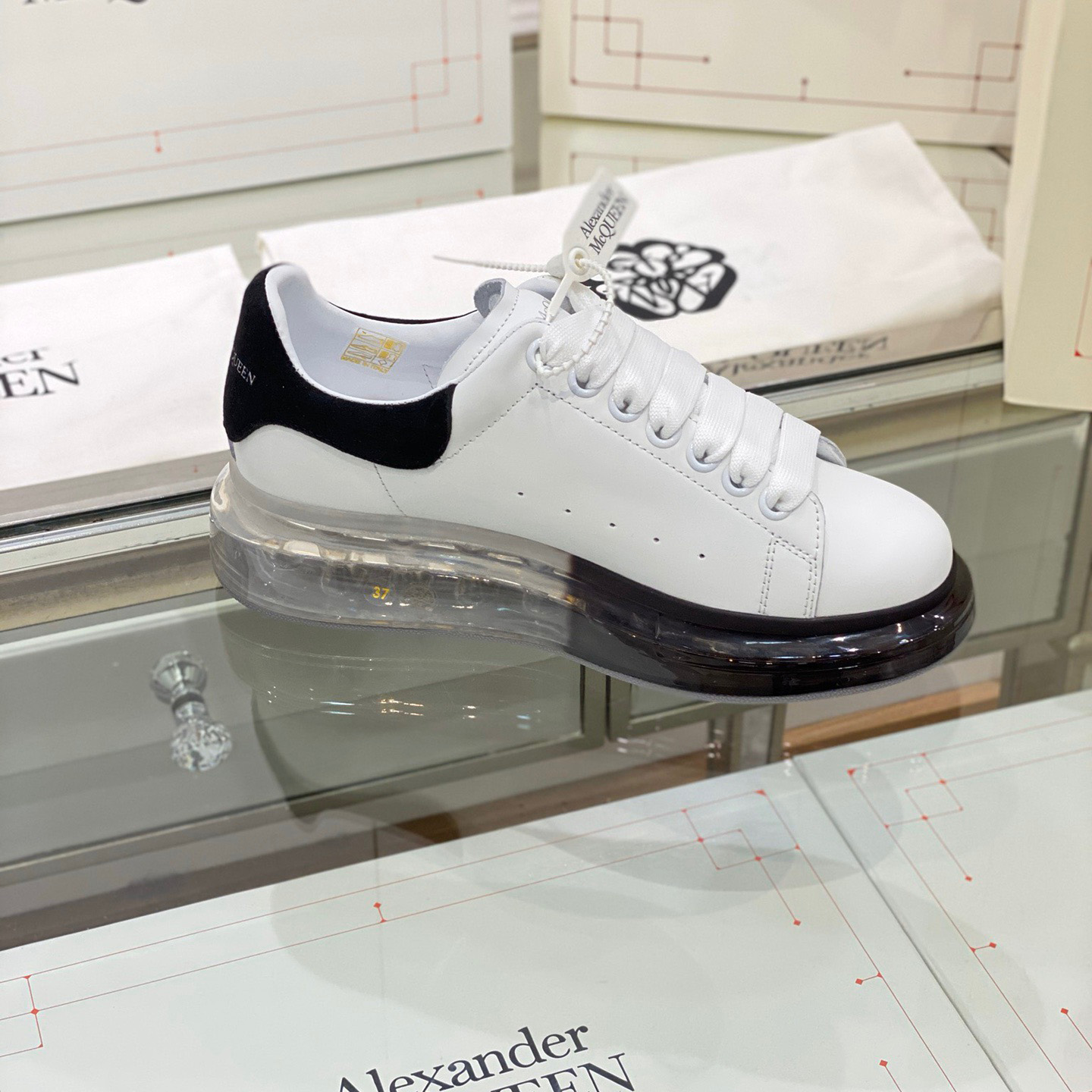 Alexander Mqueen Air Platform Leather Sneakers - FashionPlug