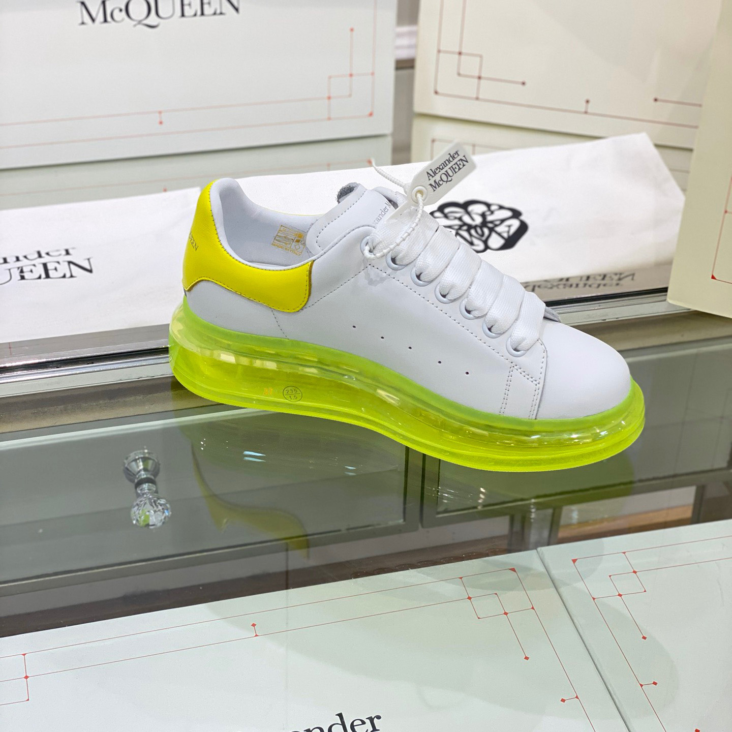Alexander Mqueen Air Platform Leather Sneakers - FashionPlug