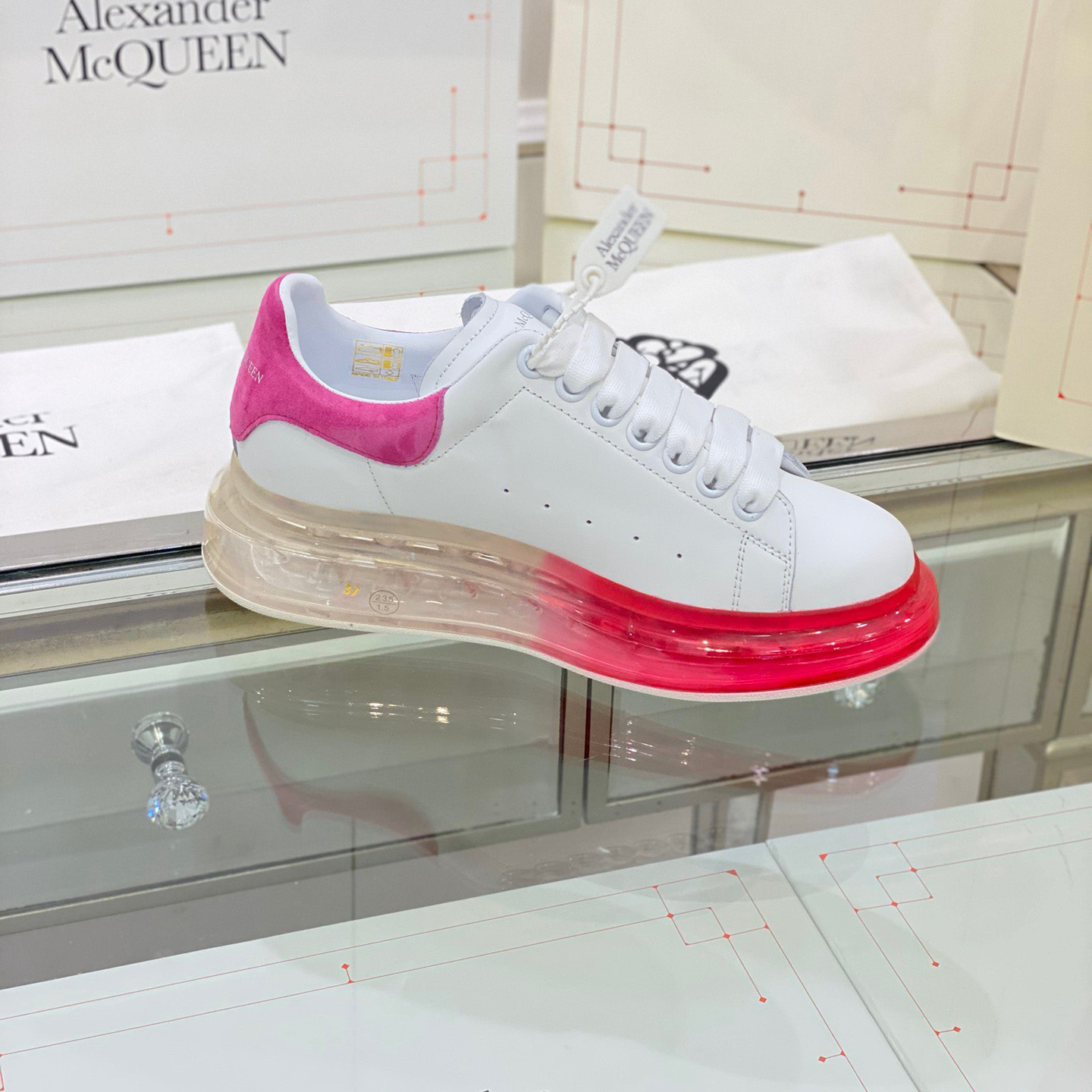Alexander Mqueen Air Platform Leather Sneakers - FashionPlug