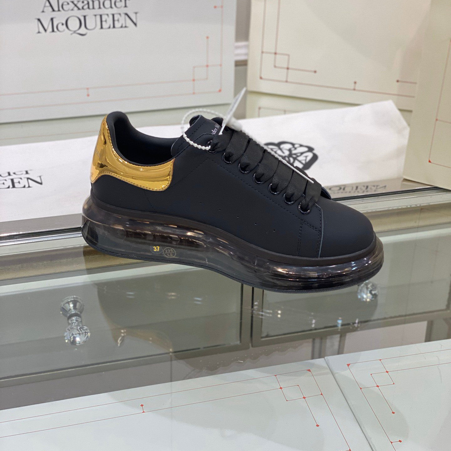 Alexander Mqueen Air Platform Leather Sneakers - FashionPlug