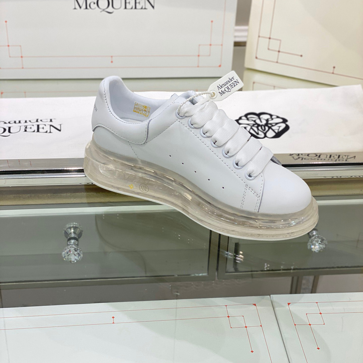 Alexander Mqueen Air Platform Leather Sneakers - FashionPlug