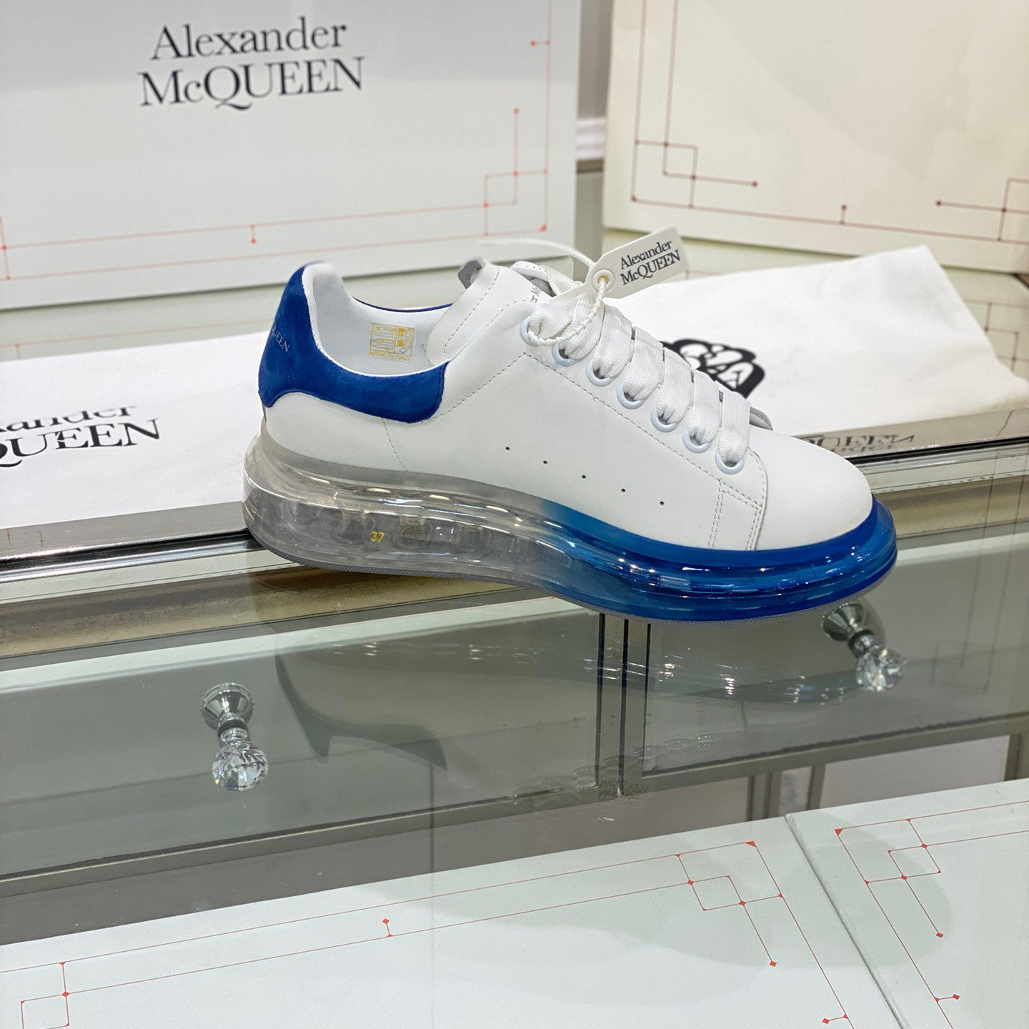 Alexander Mqueen Air Platform Leather Sneakers - FashionPlug