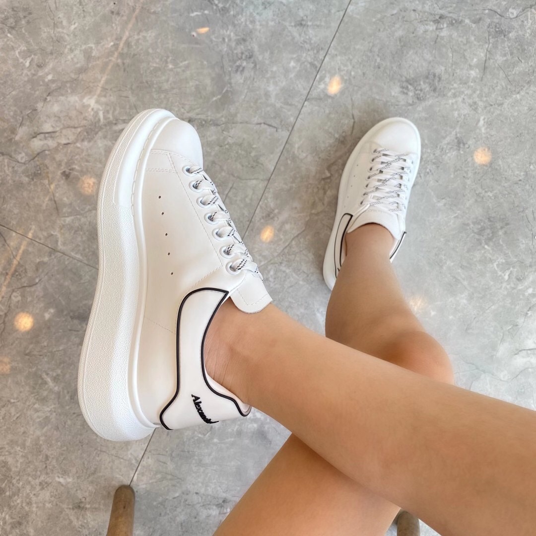 Alexander Mqueen Raised-Sole Low-Top Leather Trainers - FashionPlug