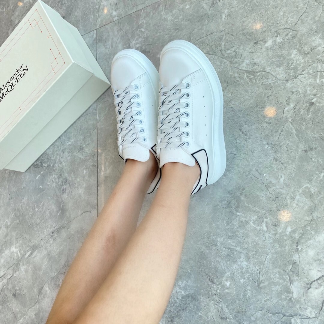 Alexander Mqueen Raised-Sole Low-Top Leather Trainers - FashionPlug